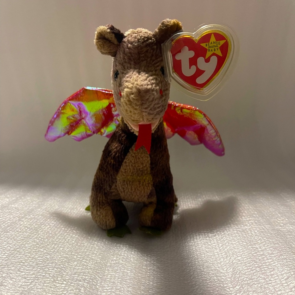 Ty Beanie Baby “Scorch” the Dragon – 1998 Fantasy Favorite w/ Tag Errors 🐉